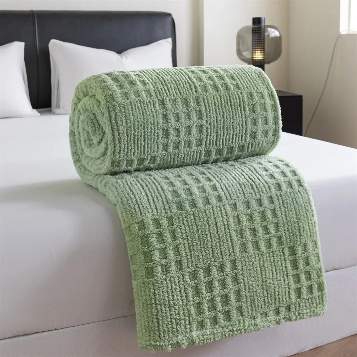 VELVETERRA Plush Velvet Blanket In Waffle Texture For Cozy Warmth
