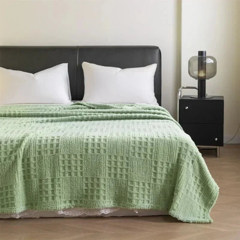 VELVETERRA Plush Velvet Blanket In Waffle Texture For Cozy Warmth