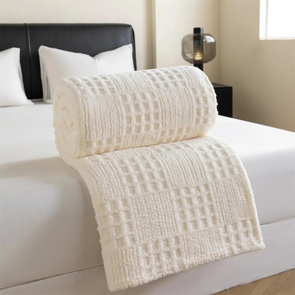 VELVETERRA Plush Velvet Blanket In Waffle Texture For Cozy Warmth