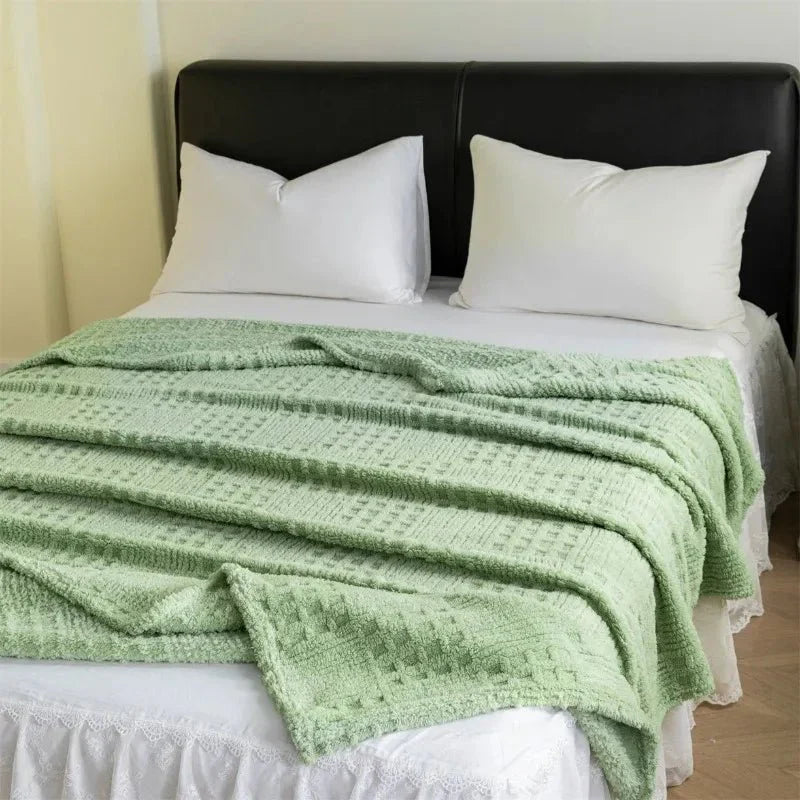VELVETERRA Plush Velvet Blanket In Waffle Texture For Cozy Warmth