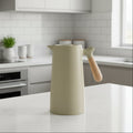 VetroLux Double Insulated Glass Carafe Wooden Handle For Hot Or Cold Drinks