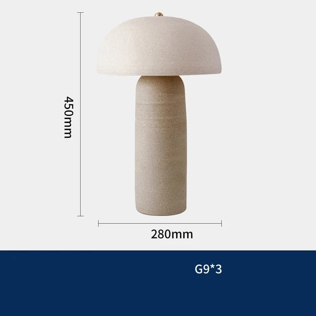 Aurora Mushroom Antique Table Lamp With Fabric Shade