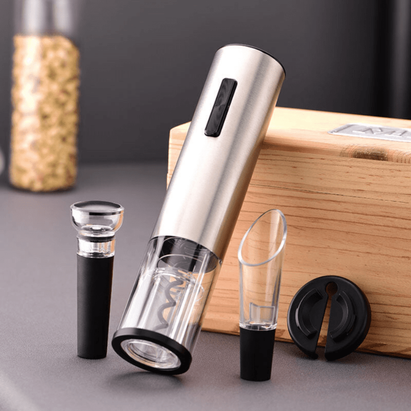 Vinolux 4-In-1 Electric Opener For Wine With Aerator Corkscrew Vacuum Stopper Foil Cutter