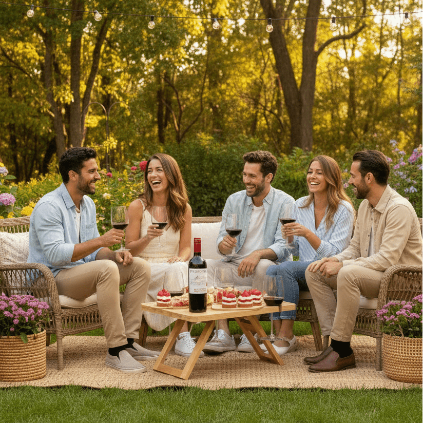 VINTASTYLE Portable Wine Table With Glass Holders For Outdoor Picnics