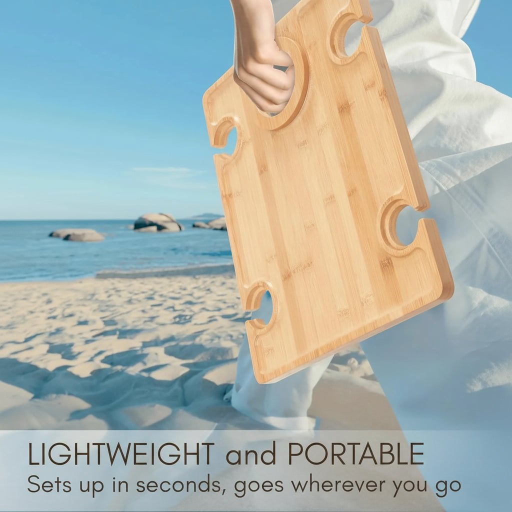 VINTASTYLE Portable Wine Table With Glass Holders For Outdoor Picnics