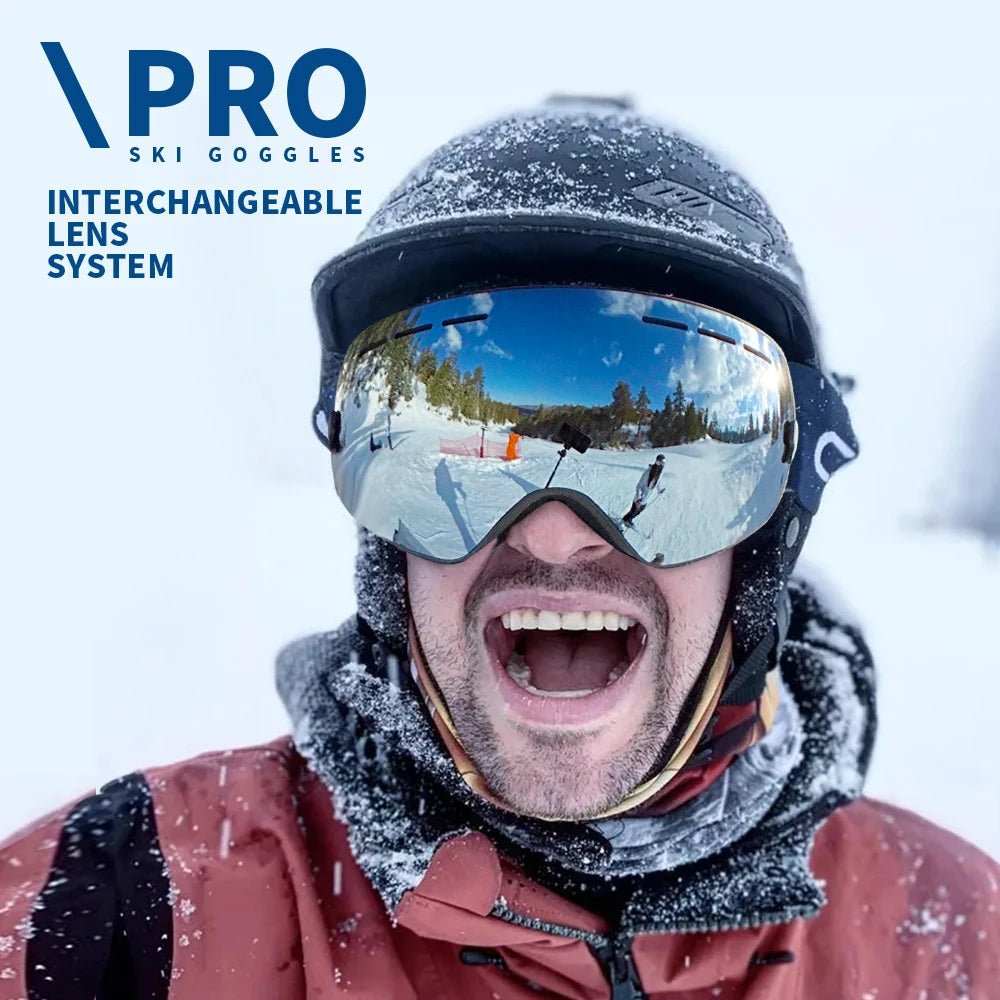Vistaswitch Goggles For Skiing With Interchangeable Lenses And UV400 Anti Fog