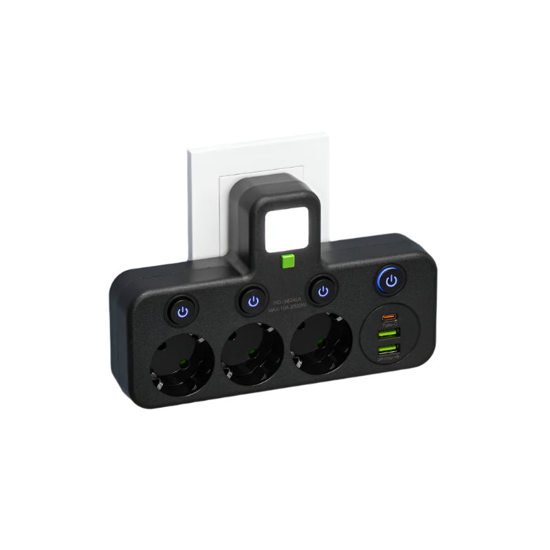 VOLTARA USB Charging Four-Outlet Extension With Safety Lock