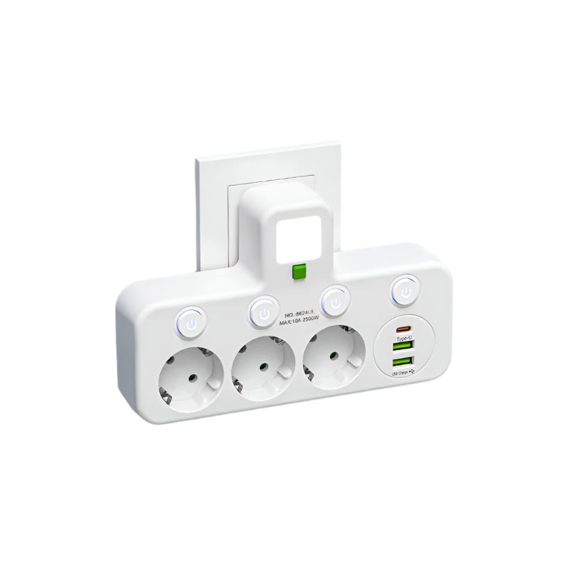 VOLTARA USB Charging Four-Outlet Extension With Safety Lock
