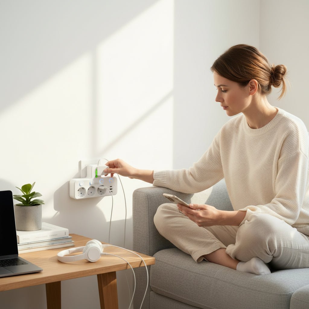 VOLTARA USB Charging Four-Outlet Extension With Safety Lock