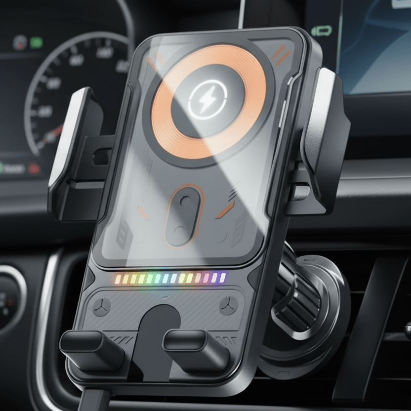 VoltDrive Auto-Rotate Car Mount With Wireless Charger