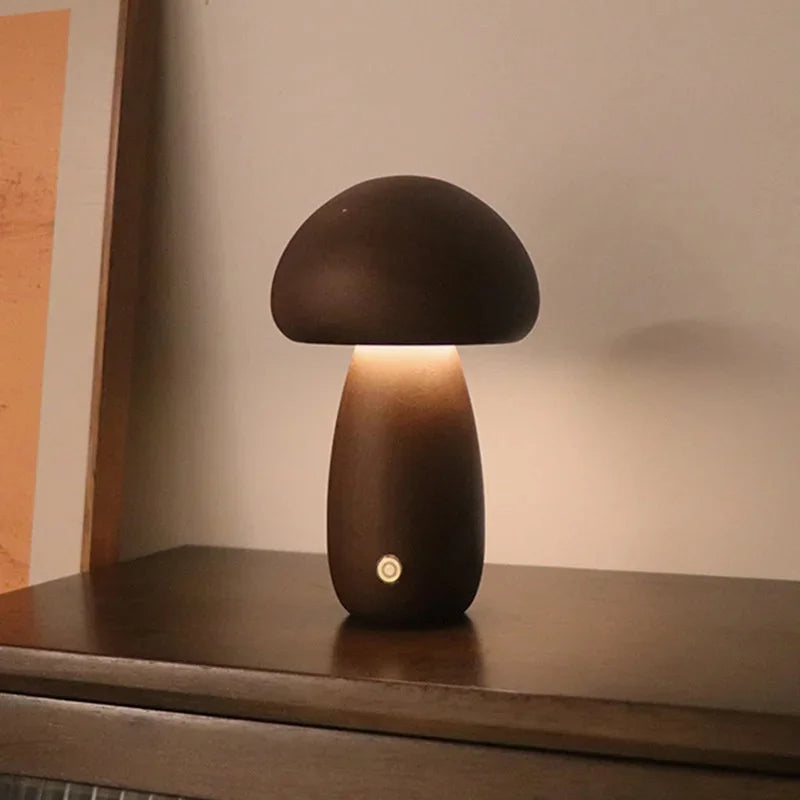 LumaWood Mushroom LED Night Light With Touch Dimmer