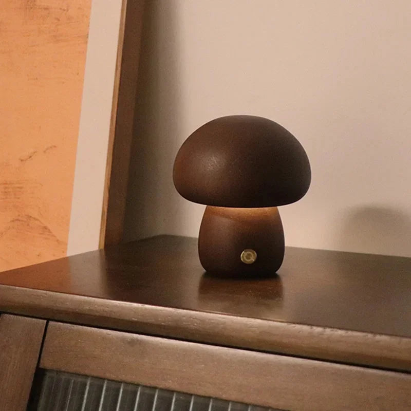 LumaWood Mushroom LED Night Light With Touch Dimmer
