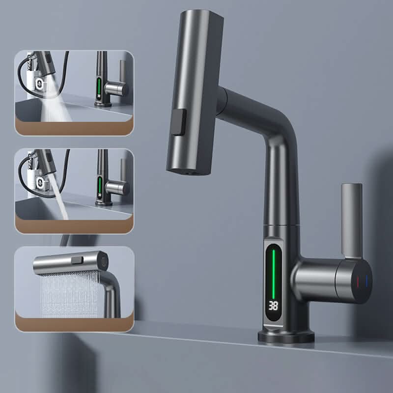 WaterMaster 360-Degree Swivel Kitchen Faucet With LED Temperature Display