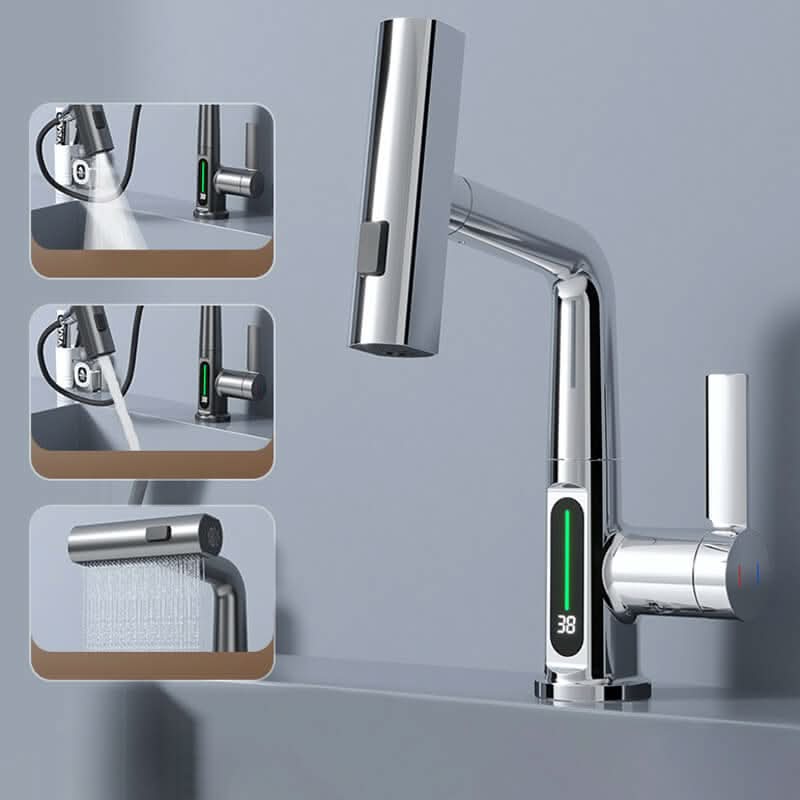 WaterMaster 360-Degree Swivel Kitchen Faucet With LED Temperature Display