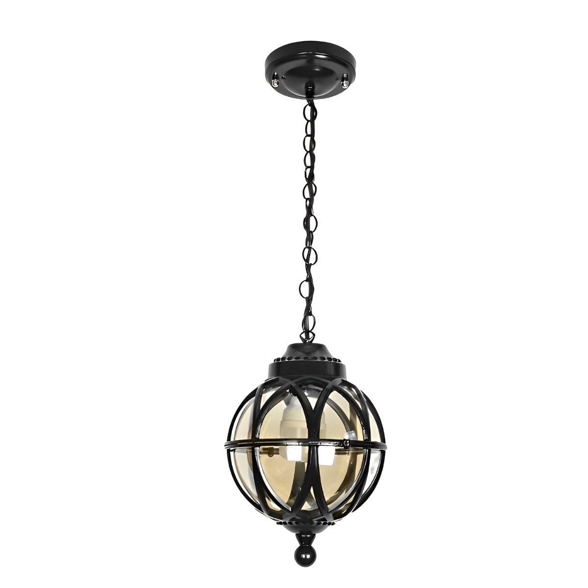Venkovní závěsná lampa z černého hliníku s paticí E27, retro kulatá lucerna pro verandu