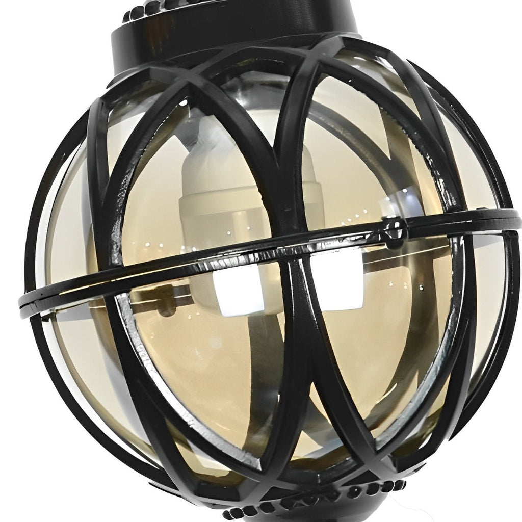 Venkovní závěsná lampa z černého hliníku s paticí E27, retro kulatá lucerna pro verandu