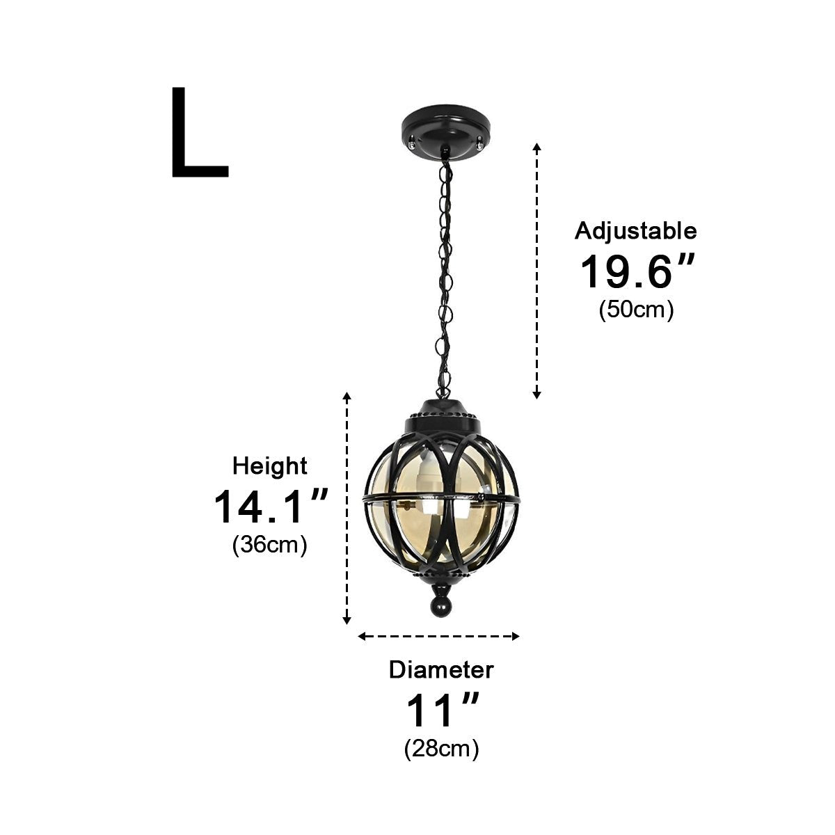 Venkovní závěsná lampa z černého hliníku s paticí E27, retro kulatá lucerna pro verandu