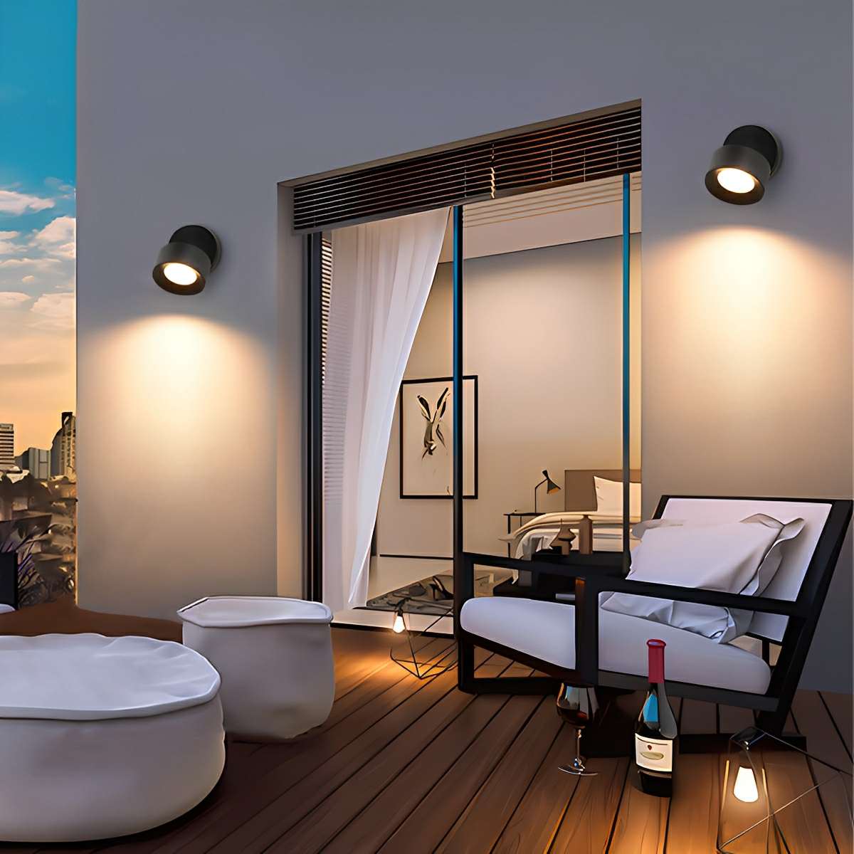 Aluminum Outdoor LED Wall Spotlight, Black, 360 Degree Rotatable, IP65, Surface Mounted