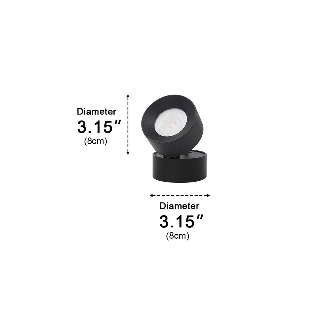 Aluminum Outdoor LED Wall Spotlight, Black, 360 Degree Rotatable, IP65, Surface Mounted