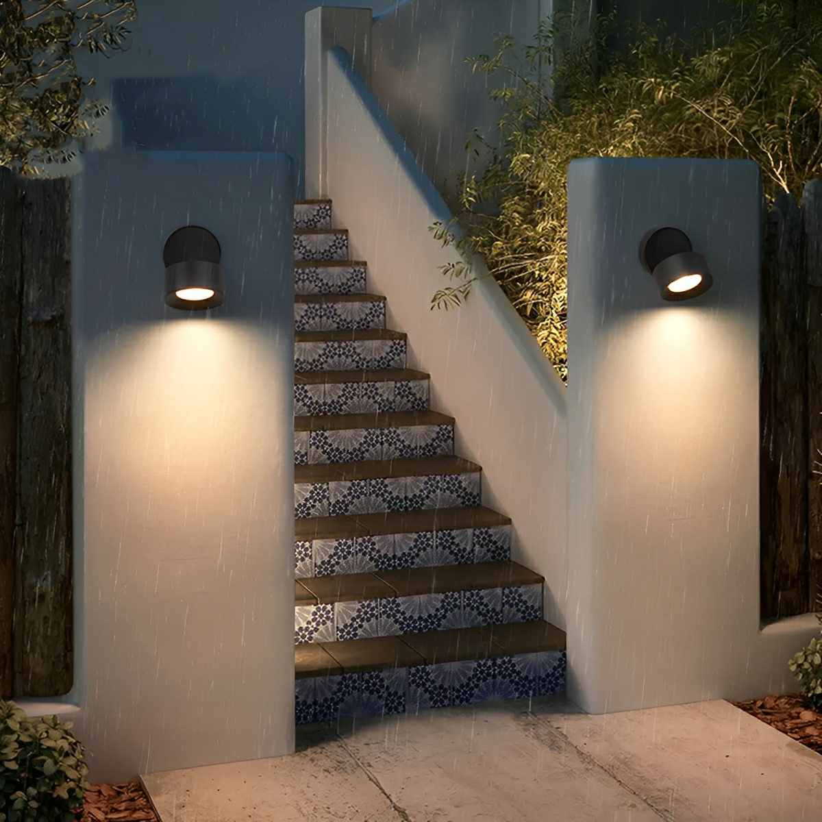 Aluminum Outdoor LED Wall Spotlight, Black, 360 Degree Rotatable, IP65, Surface Mounted