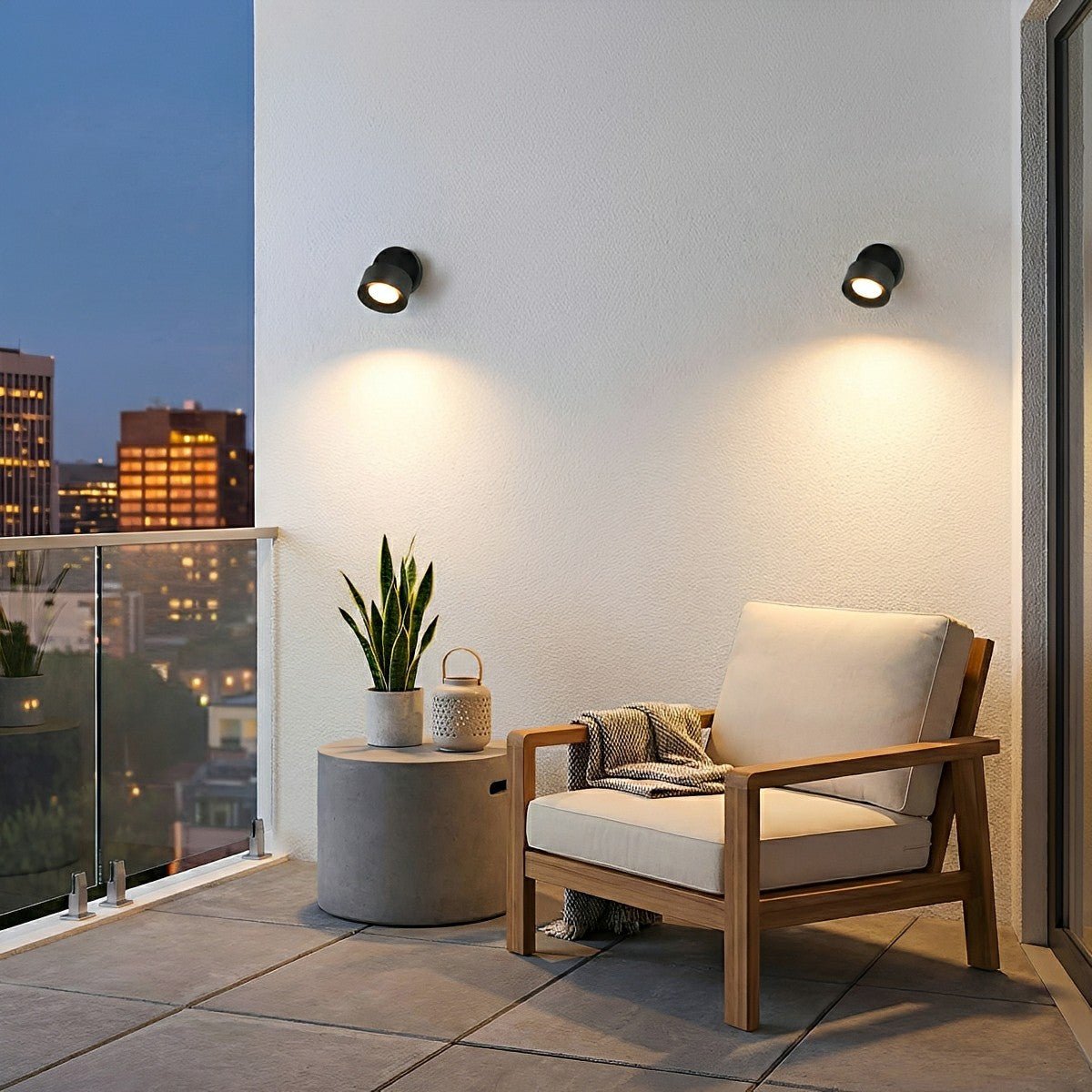Aluminum Outdoor LED Wall Spotlight, Black, 360 Degree Rotatable, IP65, Surface Mounted