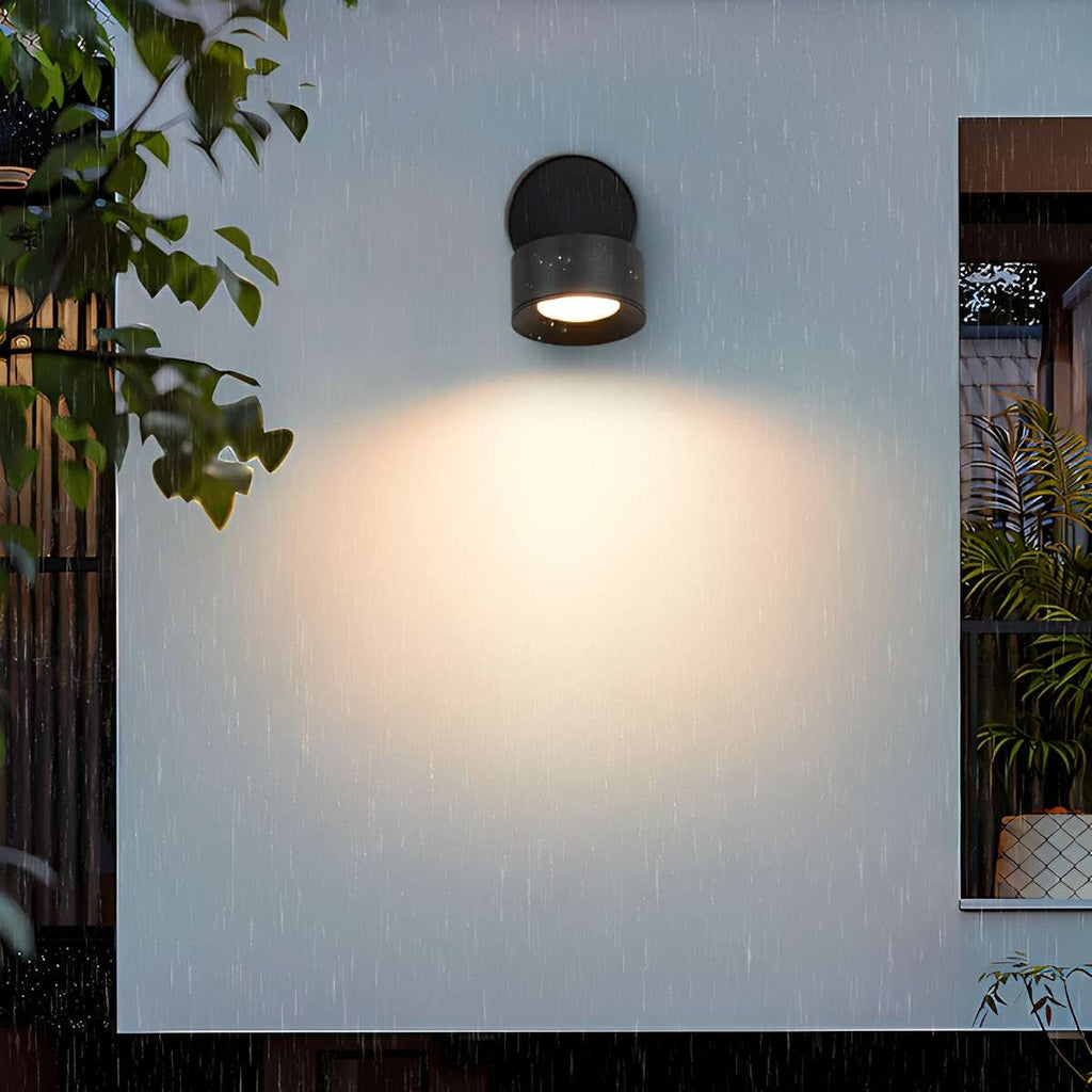 Aluminum Outdoor LED Wall Spotlight, Black, 360 Degree Rotatable, IP65, Surface Mounted