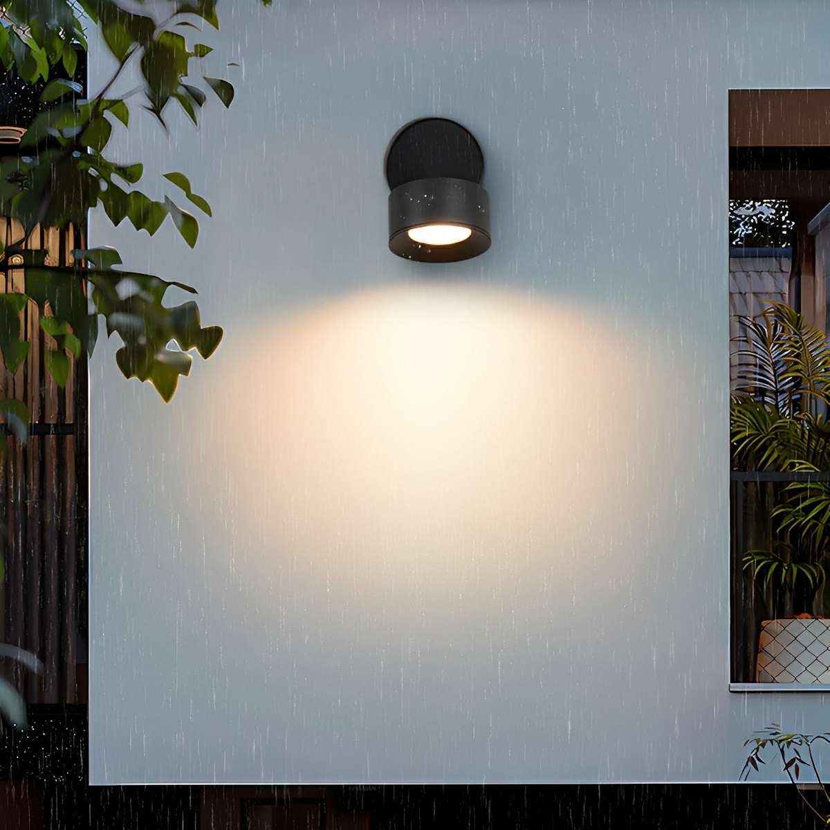 Aluminum Outdoor LED Wall Spotlight, Black, 360 Degree Rotatable, IP65, Surface Mounted
