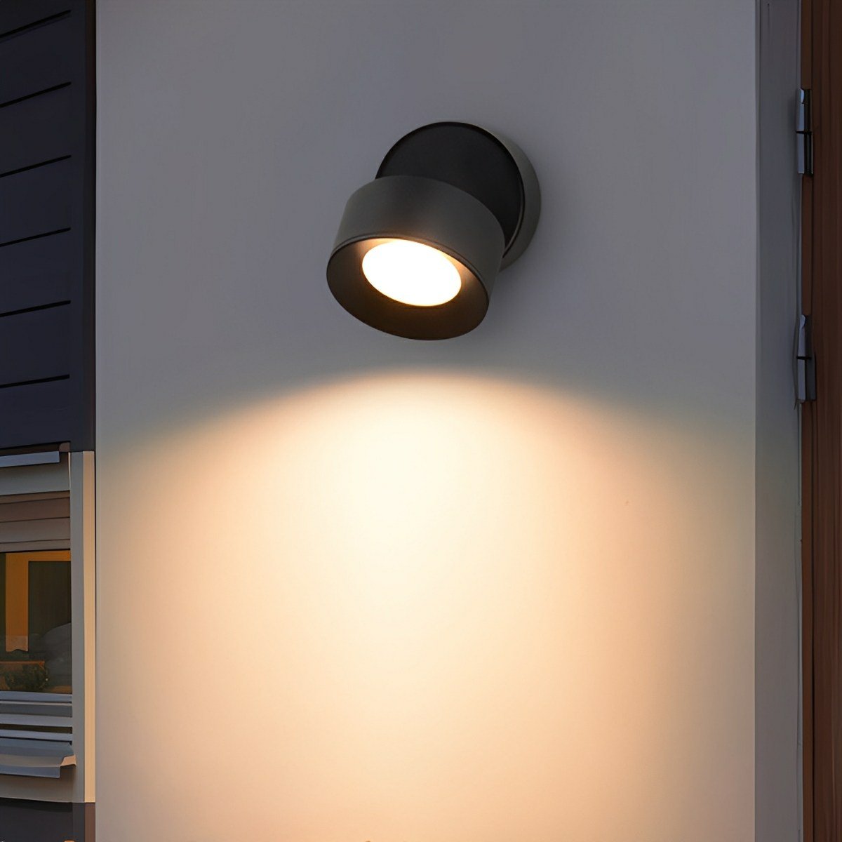 Aluminum Outdoor LED Wall Spotlight, Black, 360 Degree Rotatable, IP65, Surface Mounted