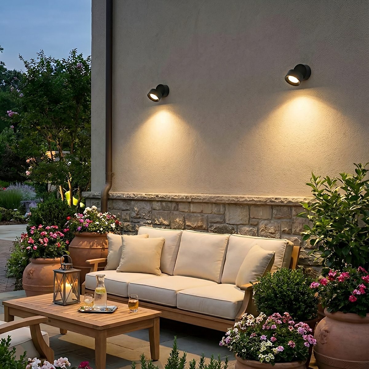 Aluminum Outdoor LED Wall Spotlight, Black, 360 Degree Rotatable, IP65, Surface Mounted