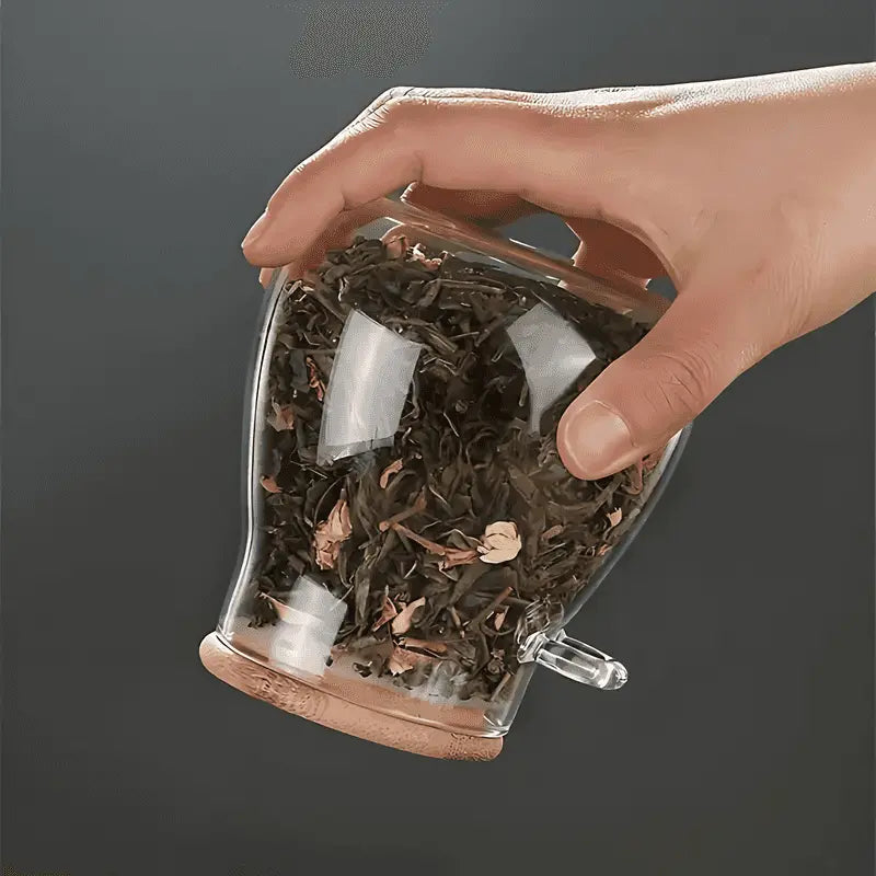 Airtight Glass Storage Jar With Bamboo Lid For Coffee, Tea, And Grains