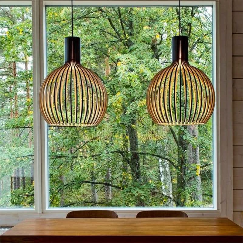 Woodart Handcrafted Wooden Pendant Lamp Delivers Warm Glow