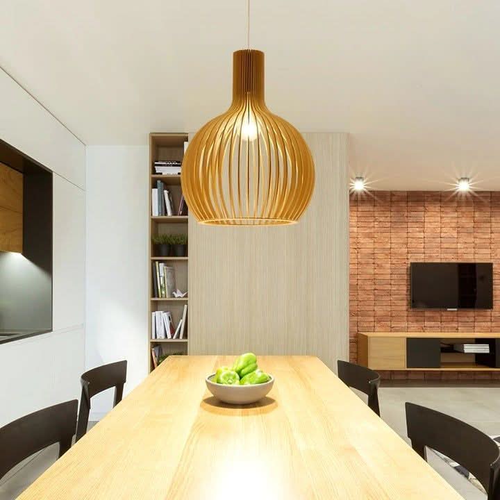 Woodart Handcrafted Wooden Pendant Lamp Delivers Warm Glow