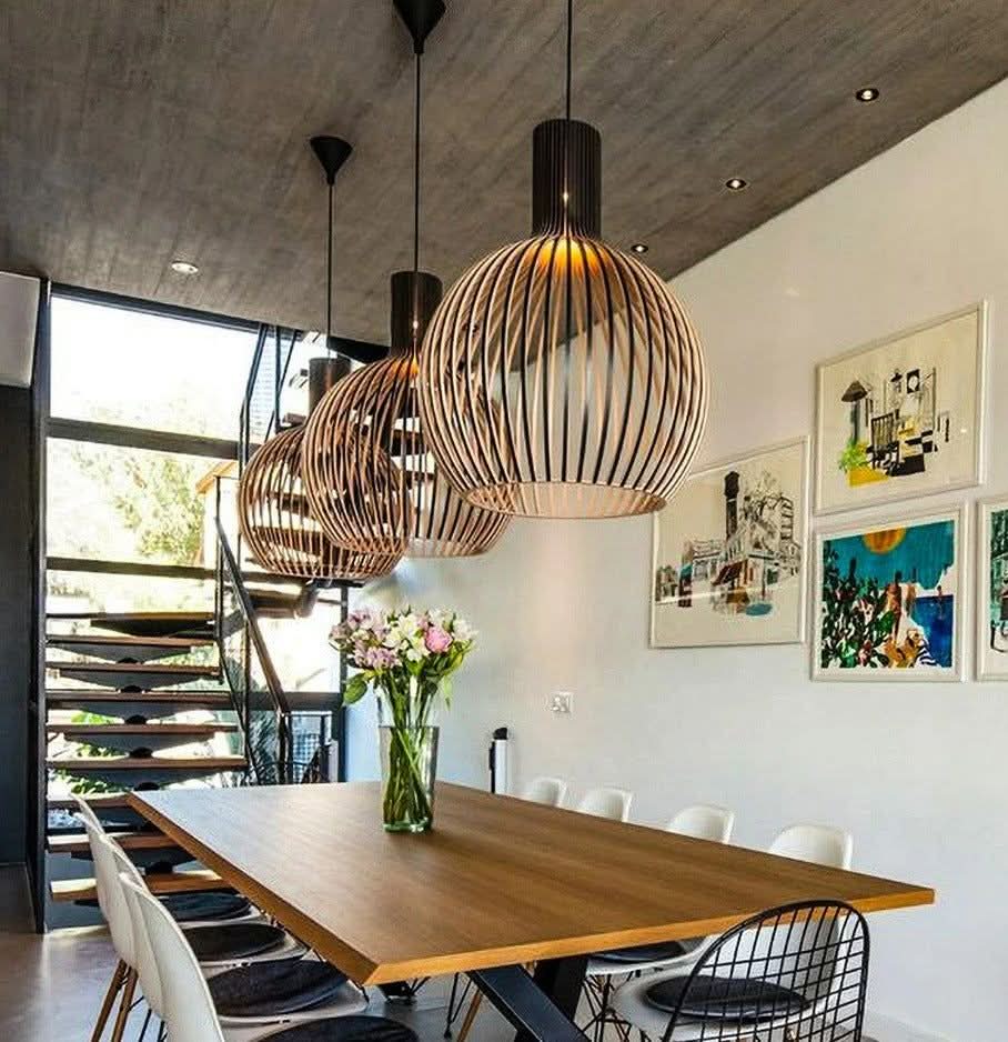 Woodart Handcrafted Wooden Pendant Lamp Delivers Warm Glow