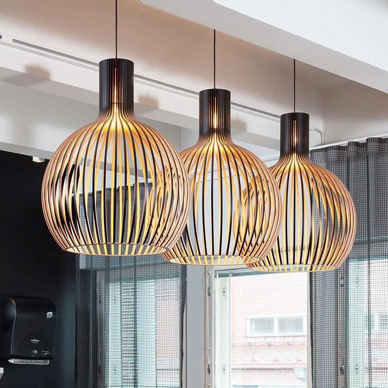 Woodart Handcrafted Wooden Pendant Lamp Delivers Warm Glow