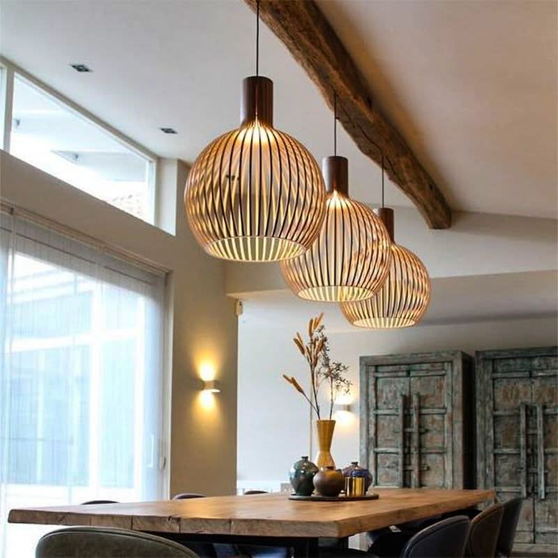 Woodart Handcrafted Wooden Pendant Lamp Delivers Warm Glow