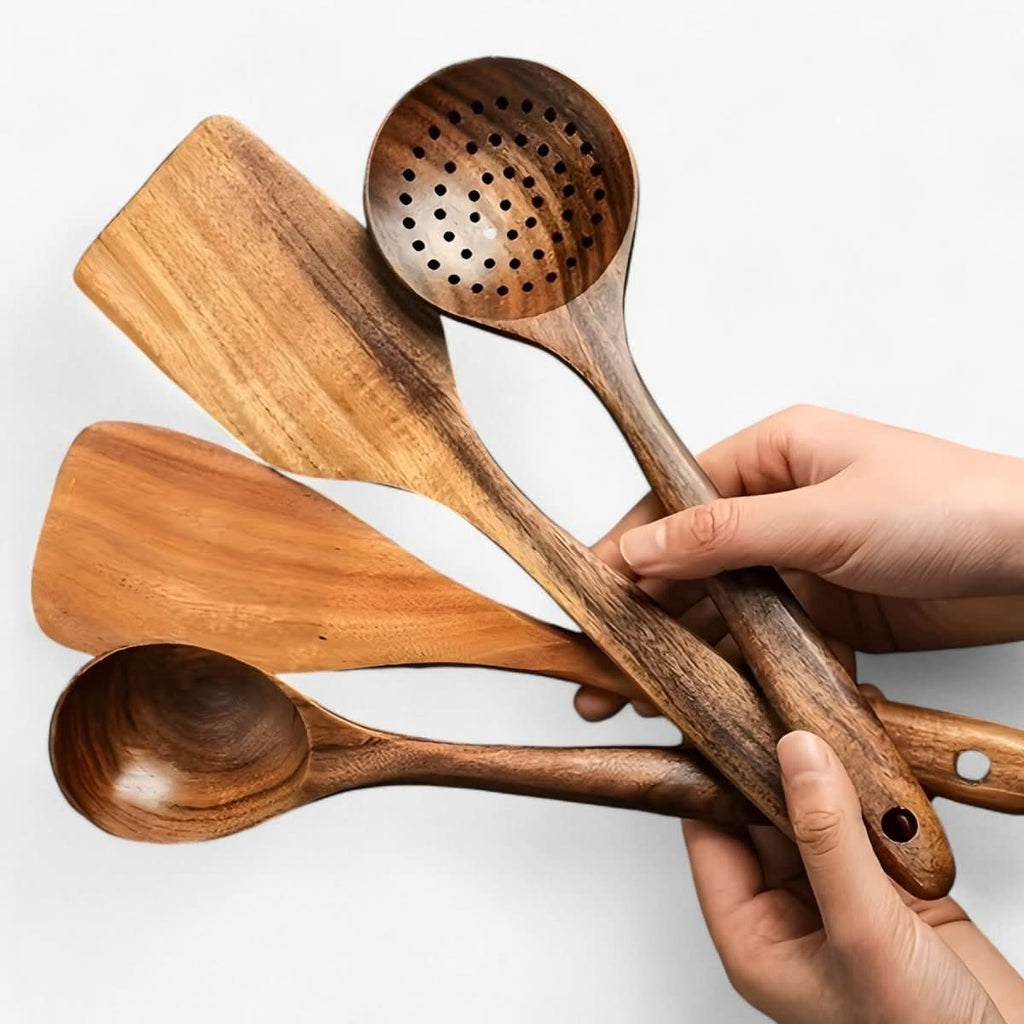 WoodChef 11-Piece Plus Wooden Utensil Kit Shields Pans From Scratches