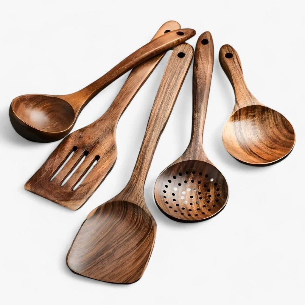 WoodChef 11-Piece Plus Wooden Utensil Kit Shields Pans From Scratches