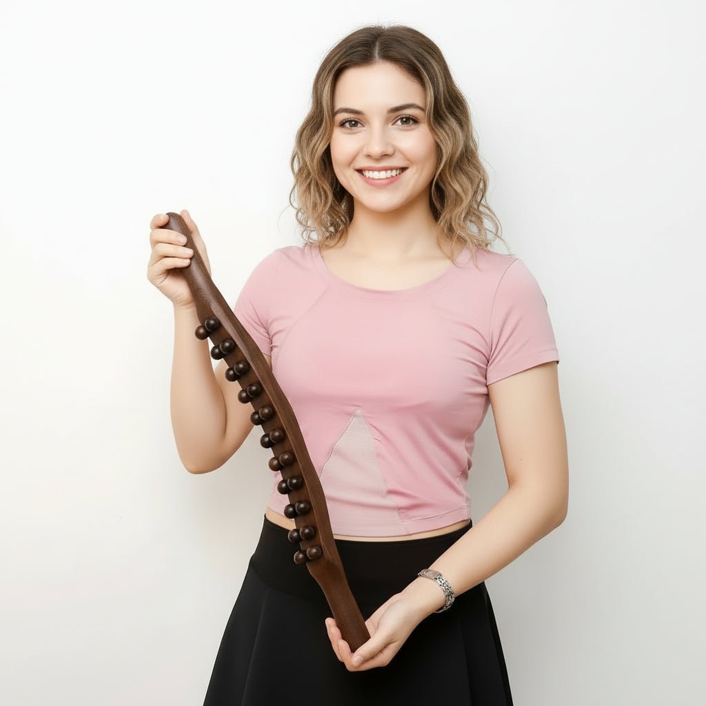WOODFLEXOR Beaded Massage Stick For Relaxed Muscles And Flexibility