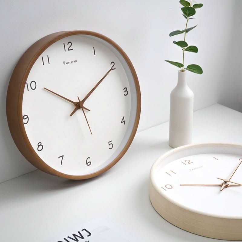 WOODHAVEN 10-Inch Wall Clock Built From Solid Wood, Quiet Analog