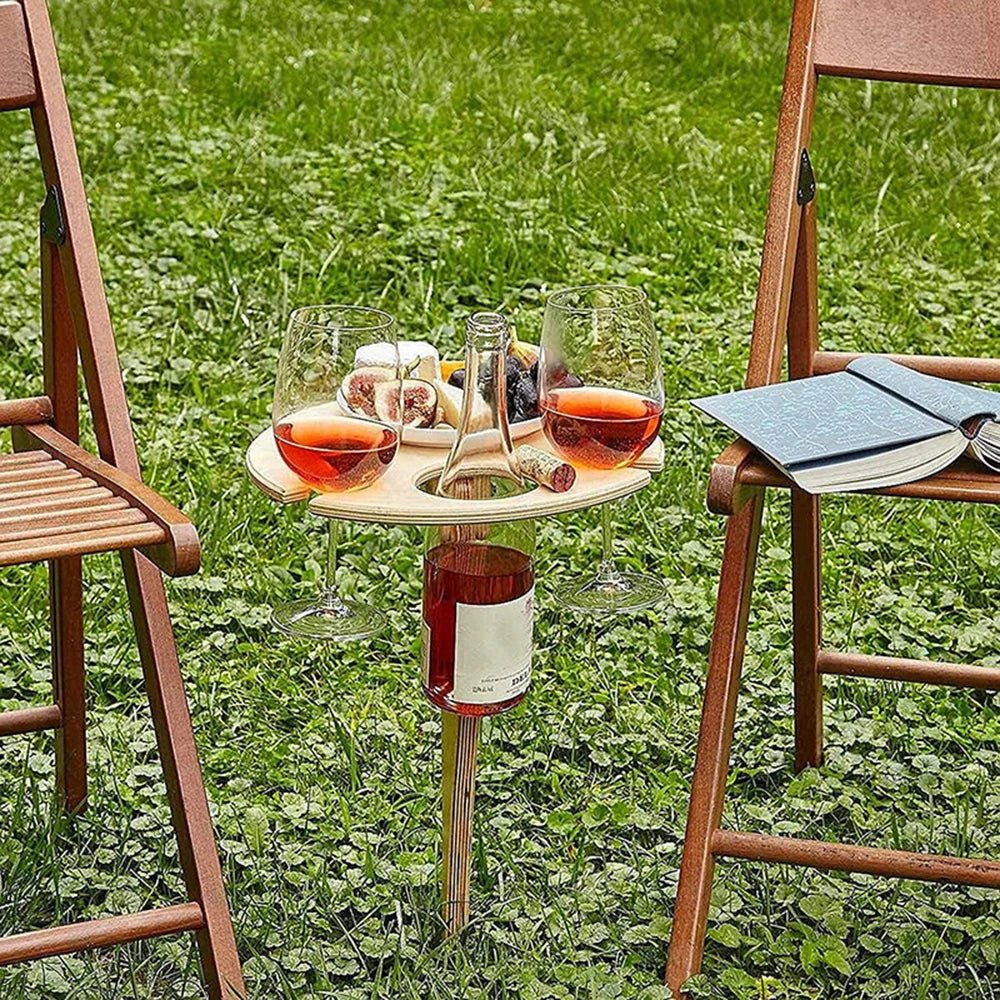 WOODWINE Portable Wooden Table For Outdoor Wine, Picnics, And Camping