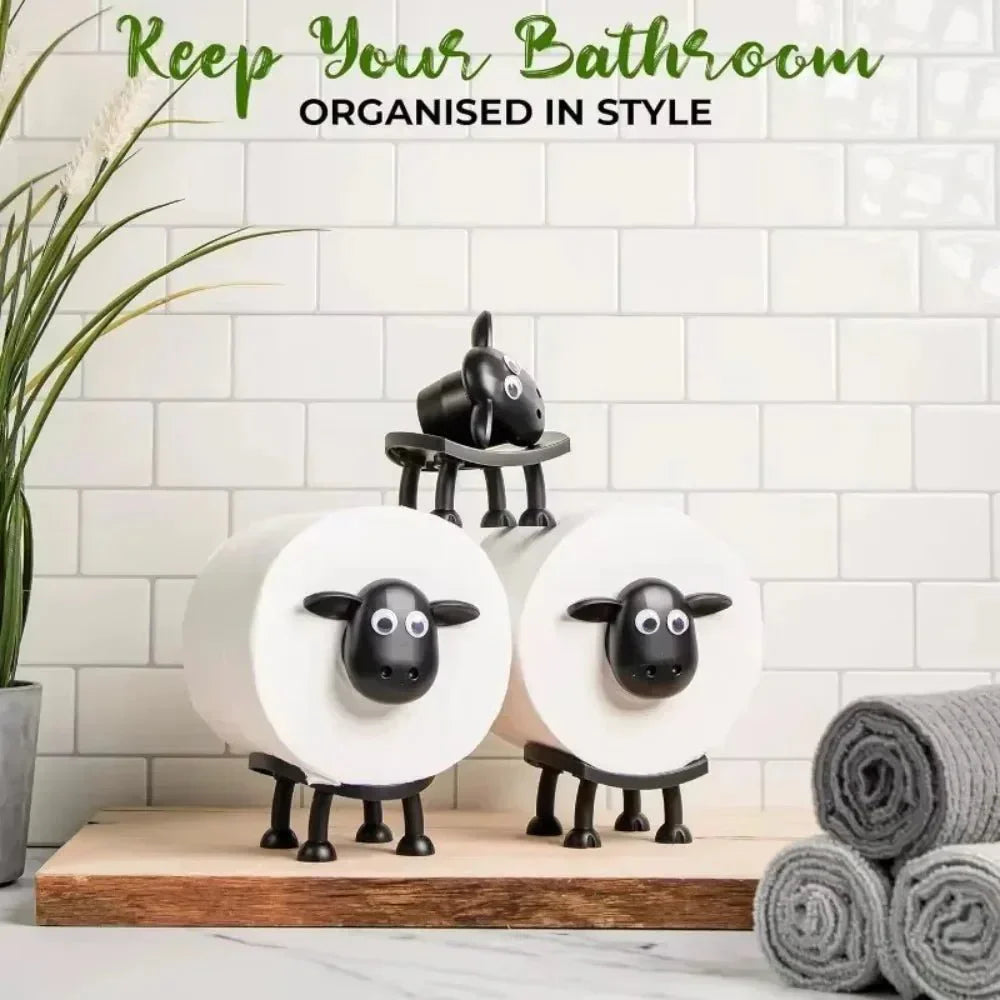 WOOLORA Playful Sheep Theme Toilet Paper Holder For Bathrooms