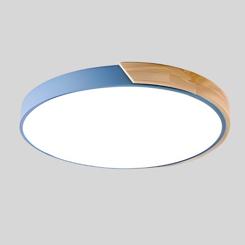 Aelora Nordic Wood Round Ceiling Light Featuring Warm Glow