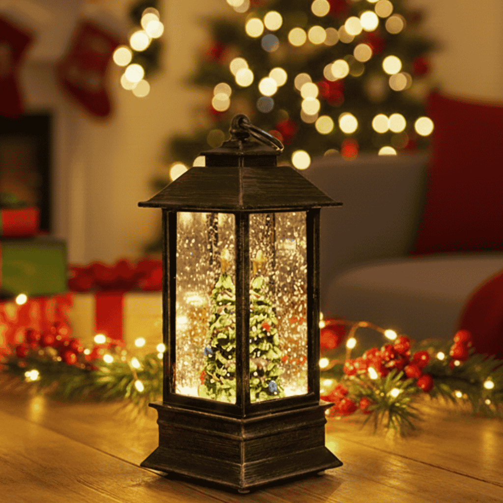 YuleBright Retro Lantern With Warm Light And Holiday Timer